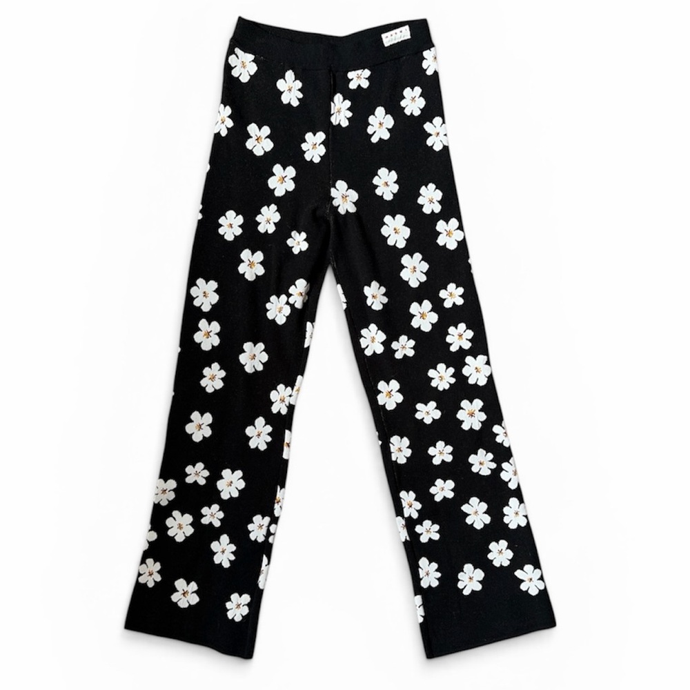 MARNI floral-intarsia daisy print knit stretch pants kids 10/womens xs